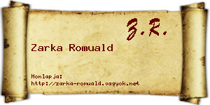 Zarka Romuald névjegykártya